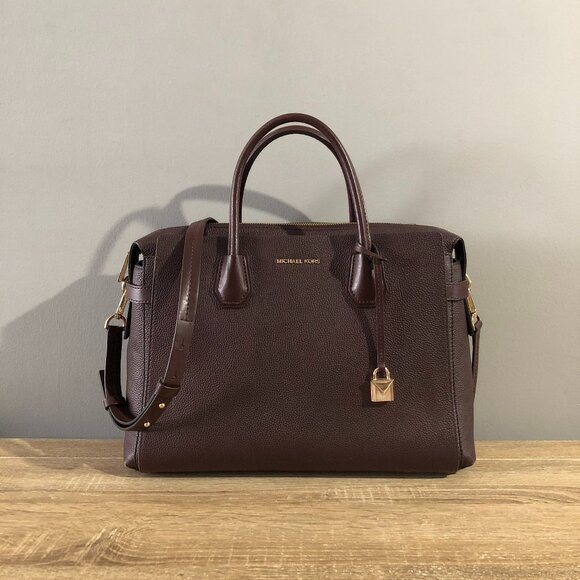 Michael Kors Mercer Barolo Belted LARGE Satchel Shoulder 2 Way Handbag - Picture 1 of 15